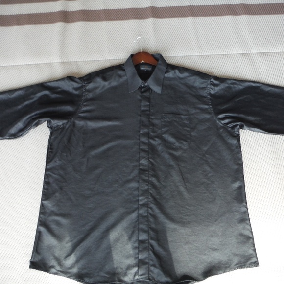 Men's Black  Stacy Adams Long Sleeve Dress Shirt - Picture 1 of 4